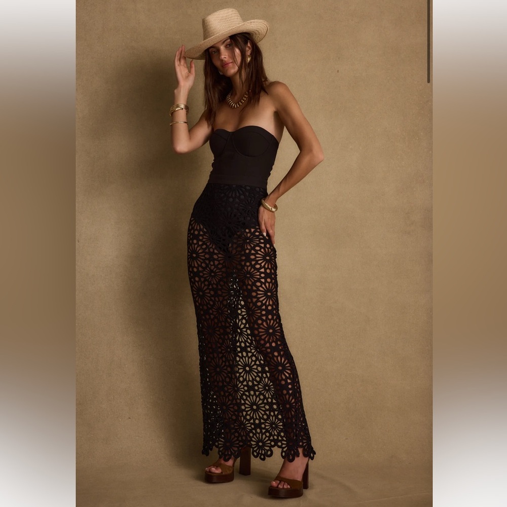 12th Tribe - Tropez Black Crochet Strapless Dress
